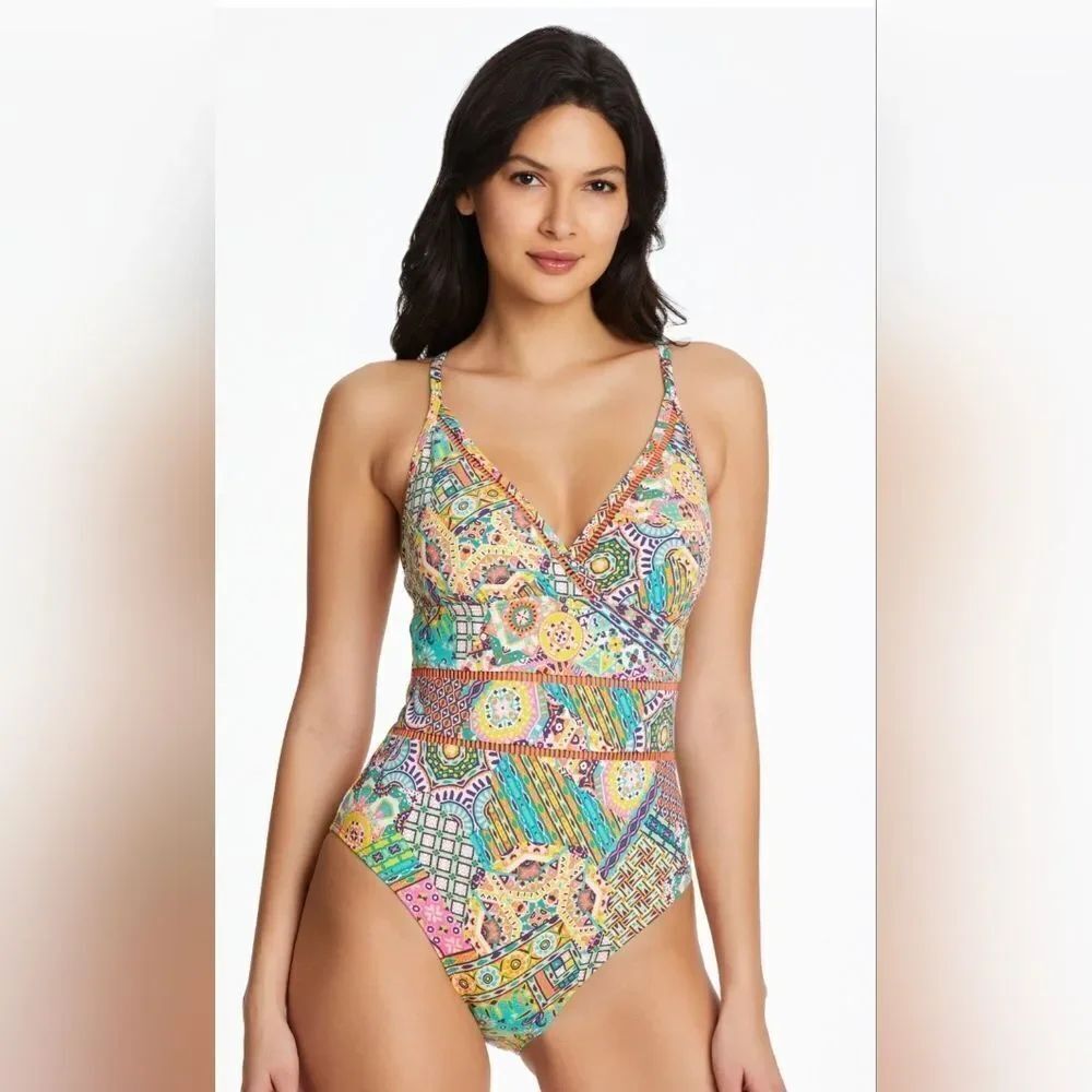 Bleu By Rod Beattie Seriously Sunny One Piece Swimsuit NWOT Size 12 Paisley